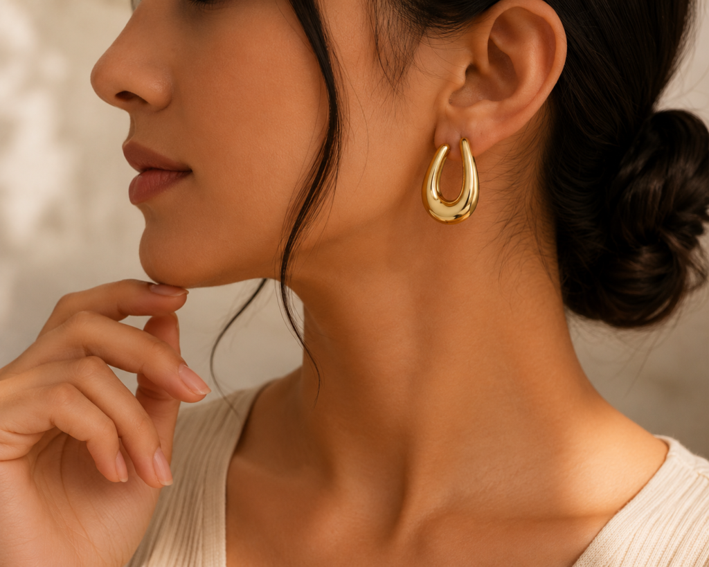 Luna Drop Hoop Earrings